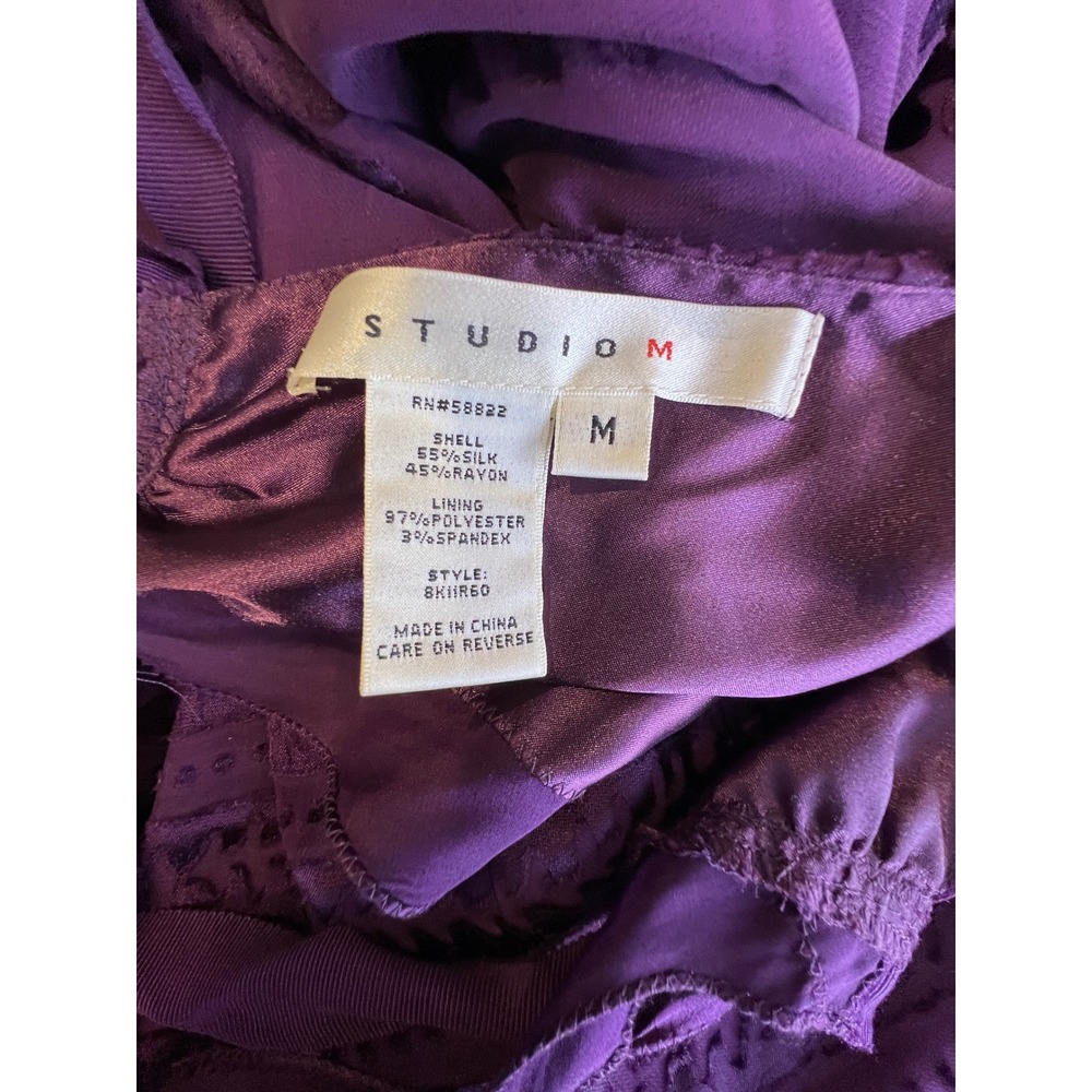 Studio M Purple Silk Blend Burnout Velvet Halter Sleeveless Top 8K11R60 Womens M - Picture 3 of 6